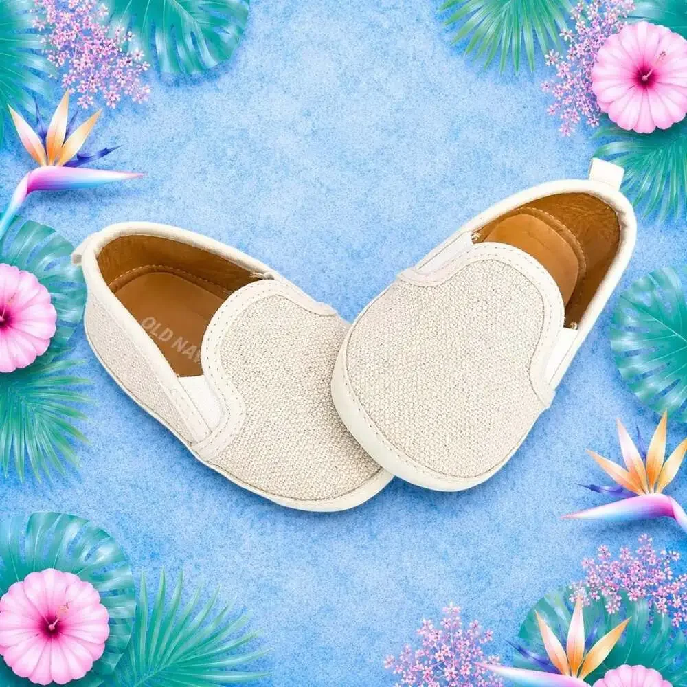Old Navy Cream Linen Slip-On Shoes Baby Size 3-6 Months